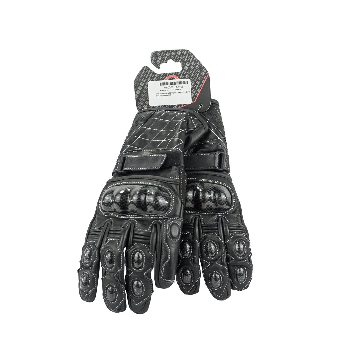 GUANTES LARGOS DE PIEL FASEED LIGHTER FGL-201 NEGRO M