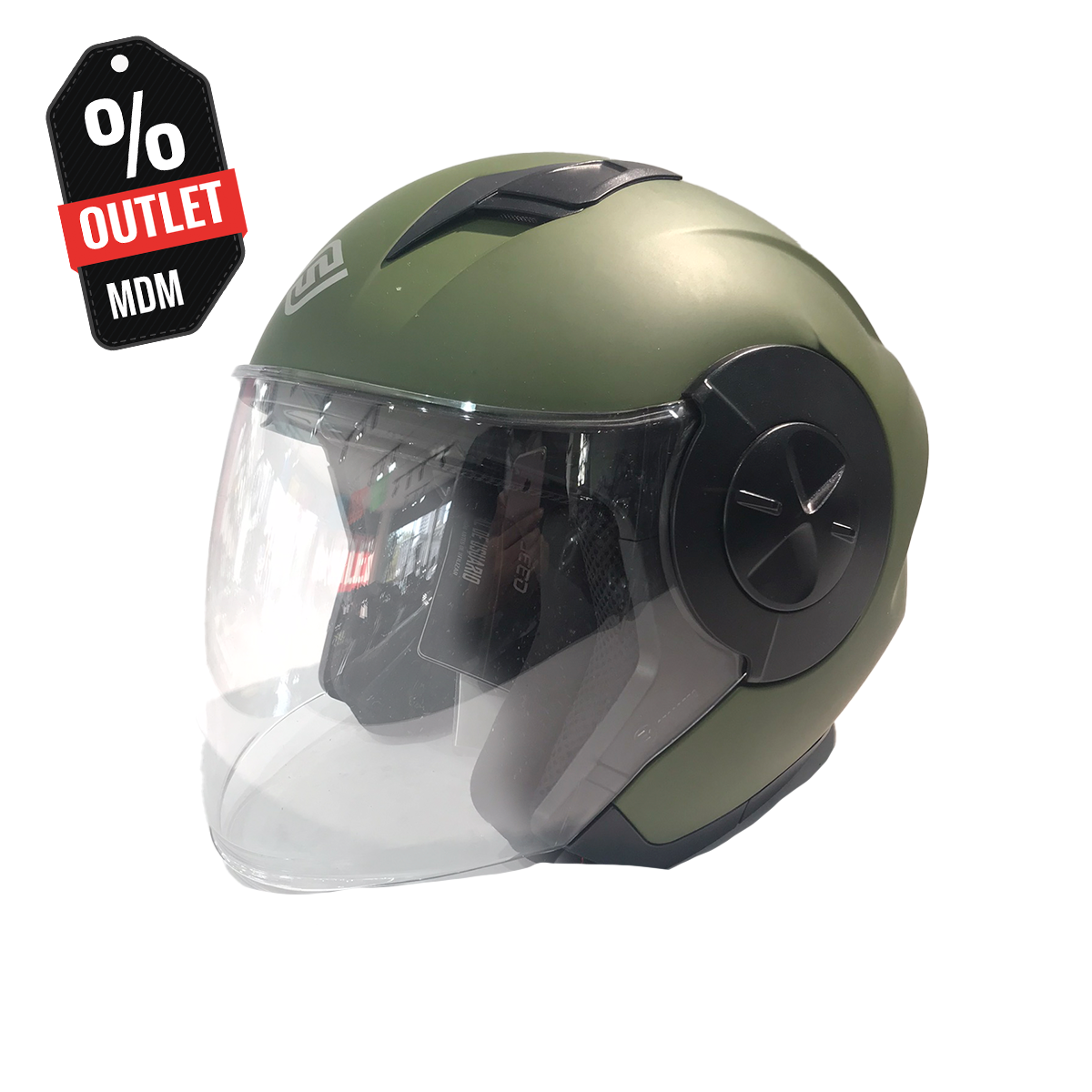 CASCO FASEED FS-735 ABIERTO 3/4 JET SOLIDO VERDE MILITAR MATE M