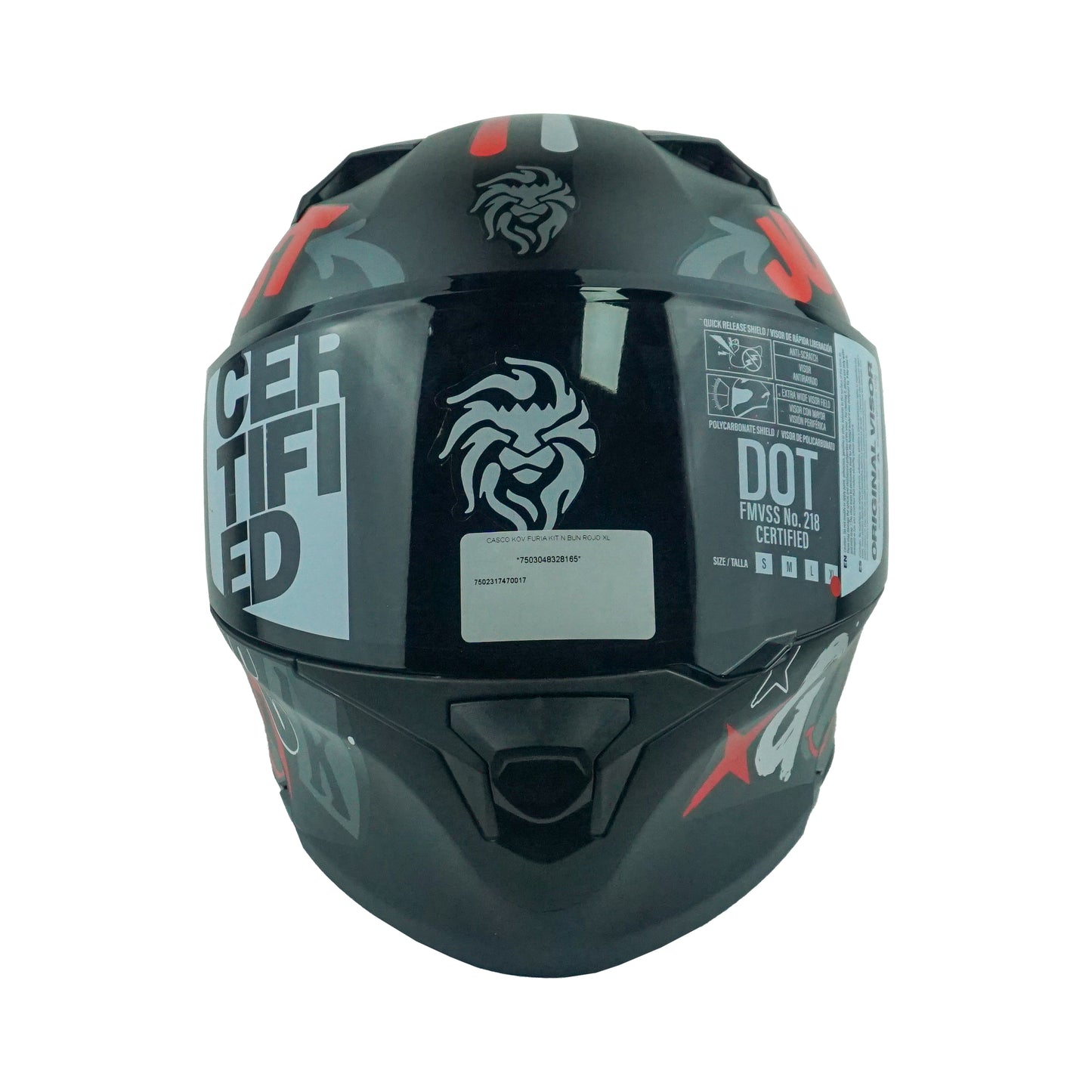CASCO KOV FURIA KIT N BUN ROJO XL