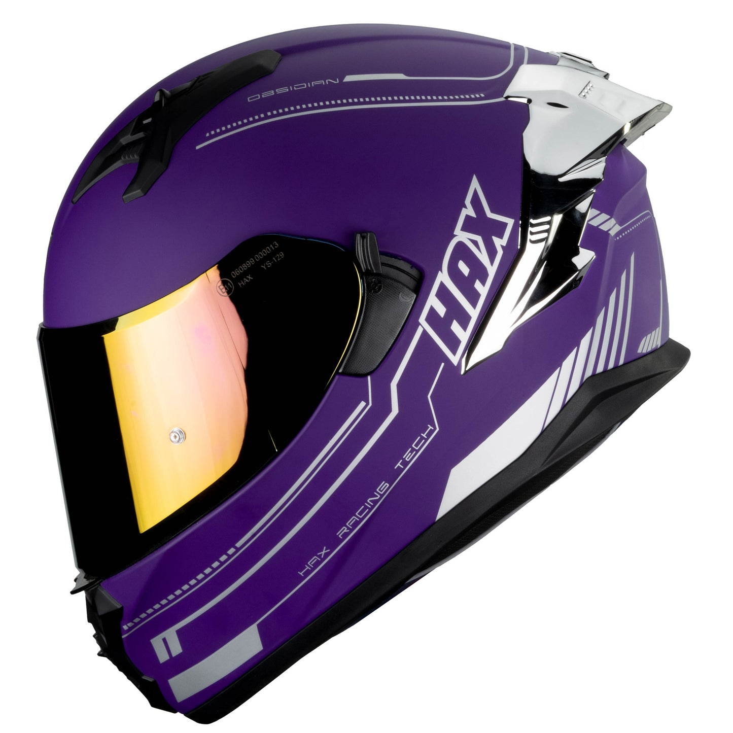 CASCO OBSIDIAN PURPURA / PLATA MATE HAX XL