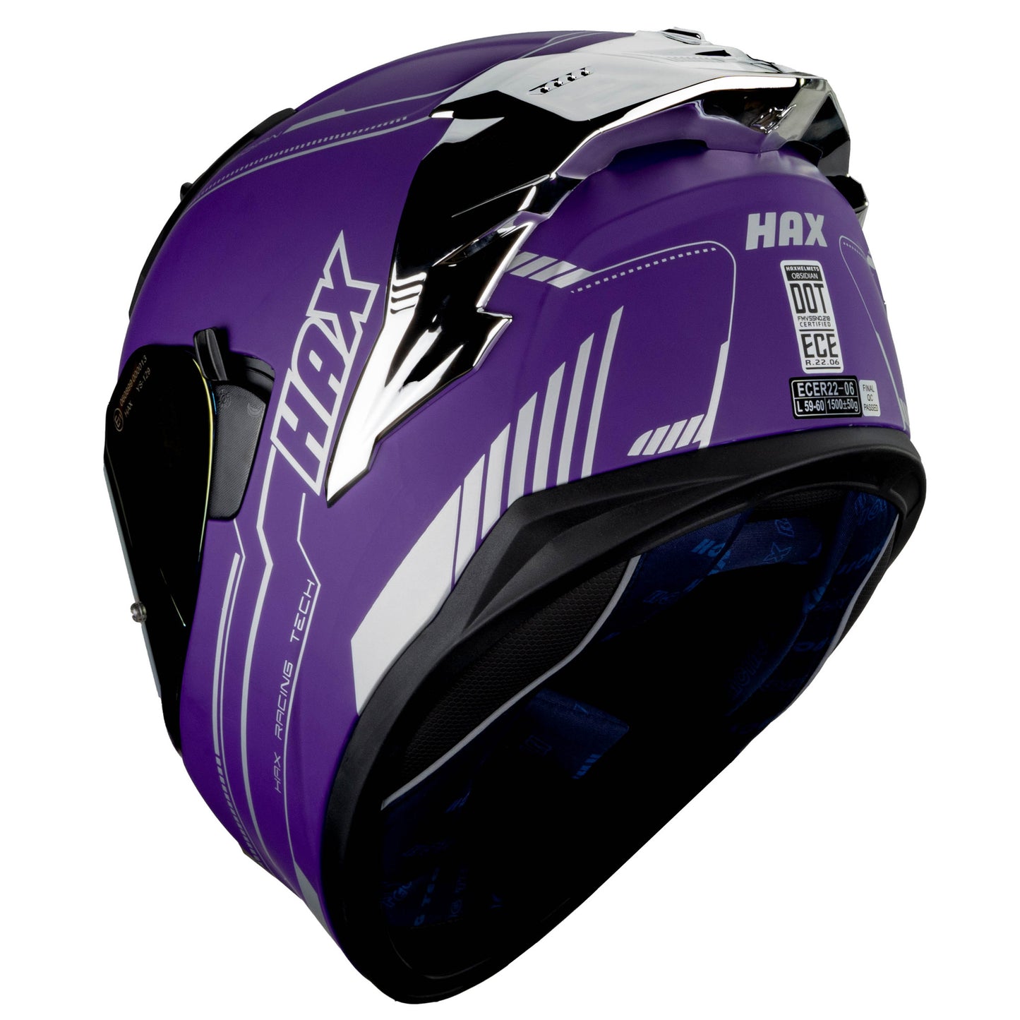 CASCO OBSIDIAN PURPURA / PLATA MATE HAX XL