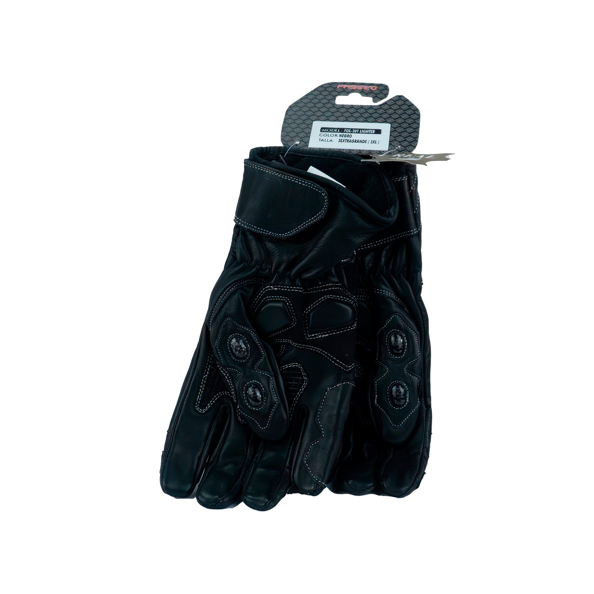 GUANTES LARGOS DE PIEL FASEED LIGHTER FGL-201 NEGRO XXL