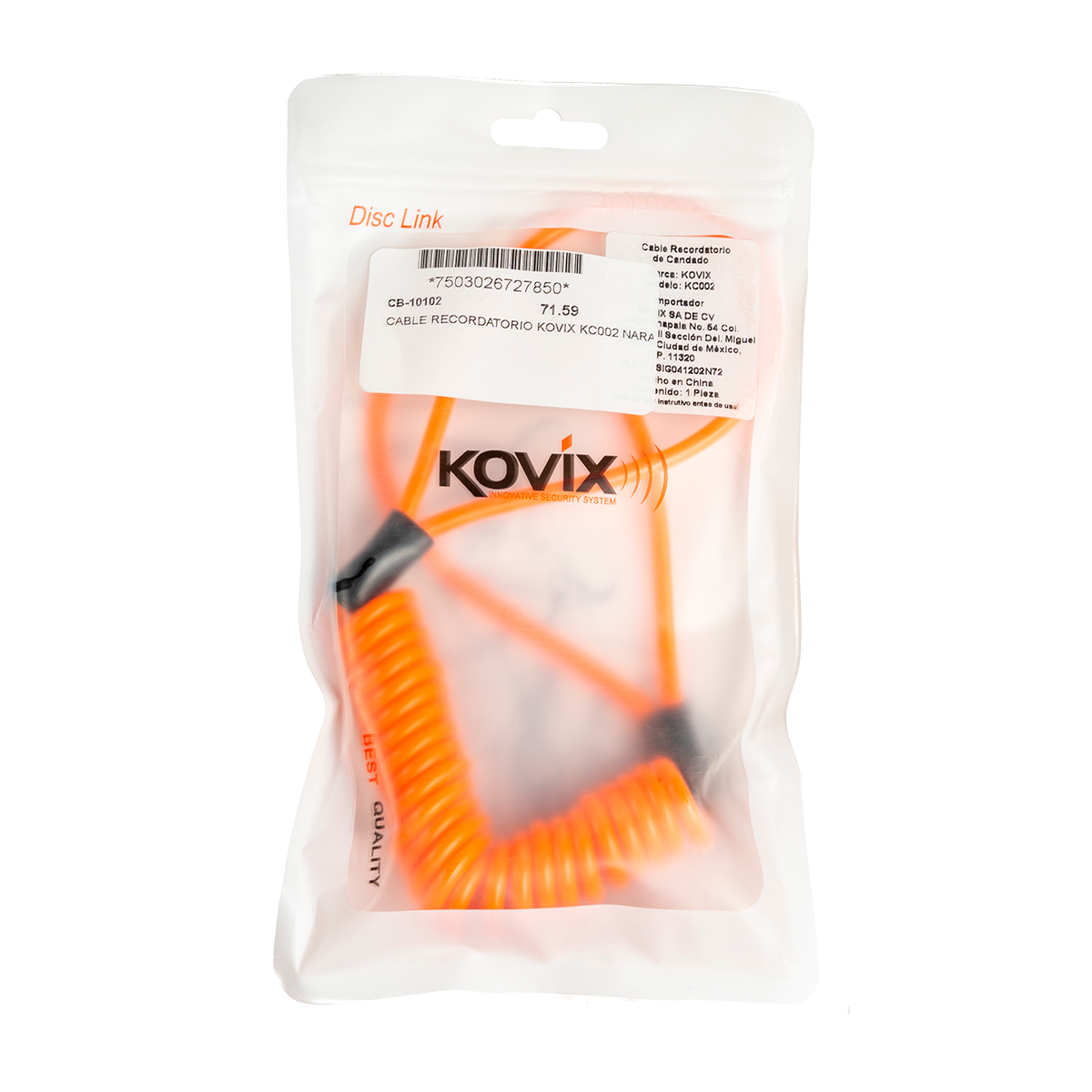 CABLE RECORDATORIO KOVIX KC002 NARANJA