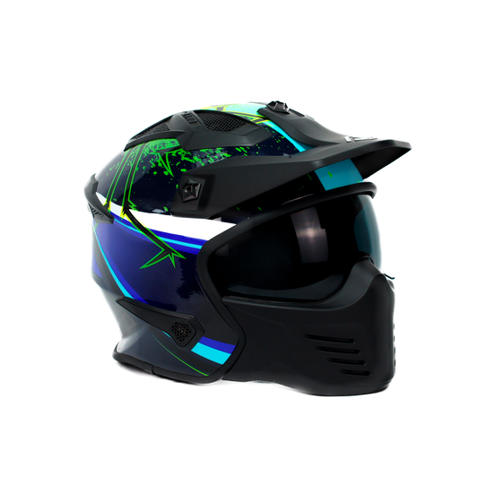 CASCO FASEED FS-726X ABIERTO 3/4 JET TROOPER WIDOW AZUL/AMARILLO L
