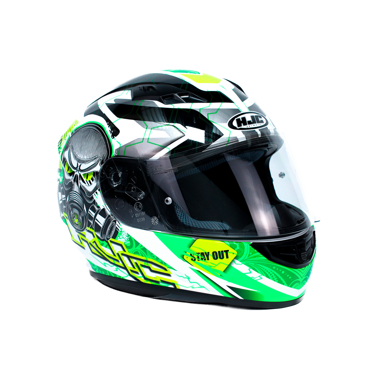 CASCO CERRADO C-S15 RAFU BLANCO/VERDE XL