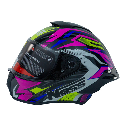 CASCO NOSS-801 CERRADO SILEX NEG/BLANCO/ROSA XL