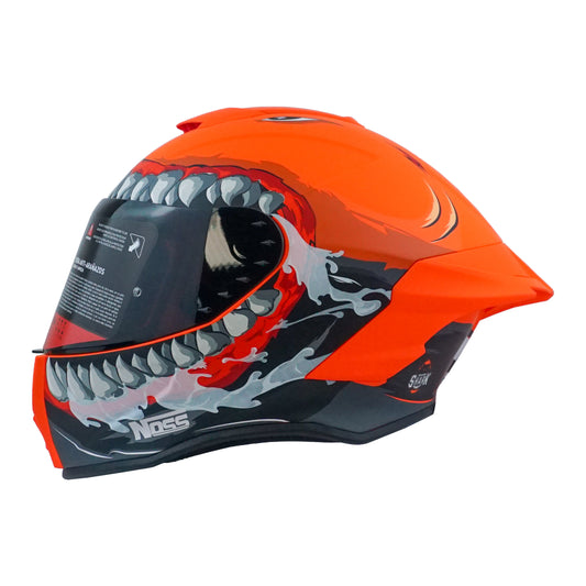 CASCO NOSS NS-801S  CERRADO SHARK ED ESPECIAL NARANJA/NEGRO M