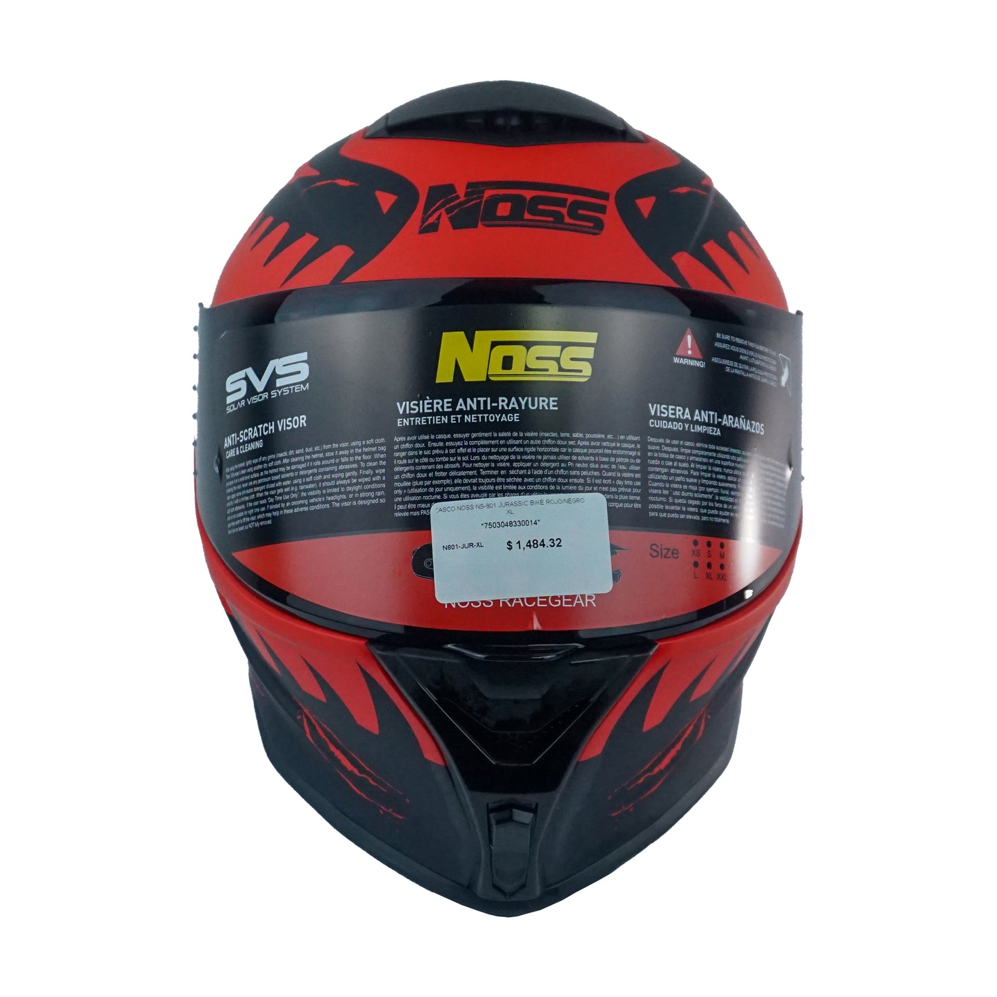 CASCO NOSS NS-801 JURASSIC BIKE ROJO/NEGRO XL