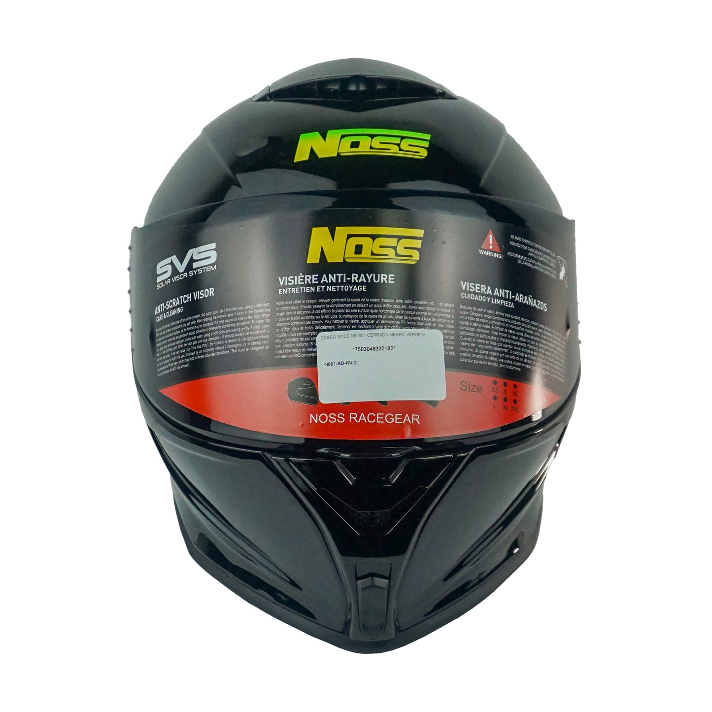 CASCO NOSS NS-801 CERRADO NEGRO VERDE M