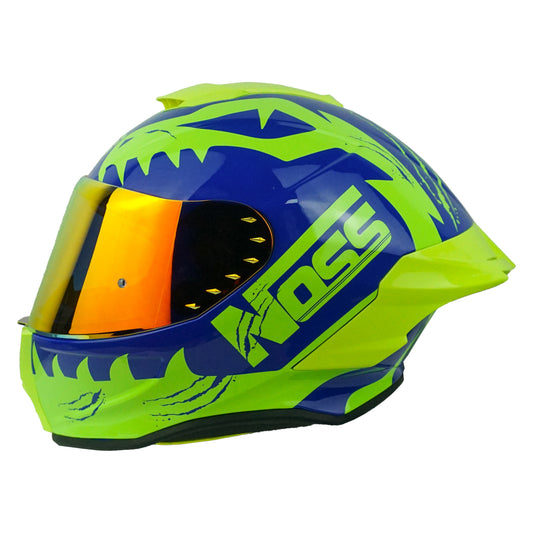 CASCO NOSS NS-801 CERRADO JURASSIC BIKE AZUL / VERDE M