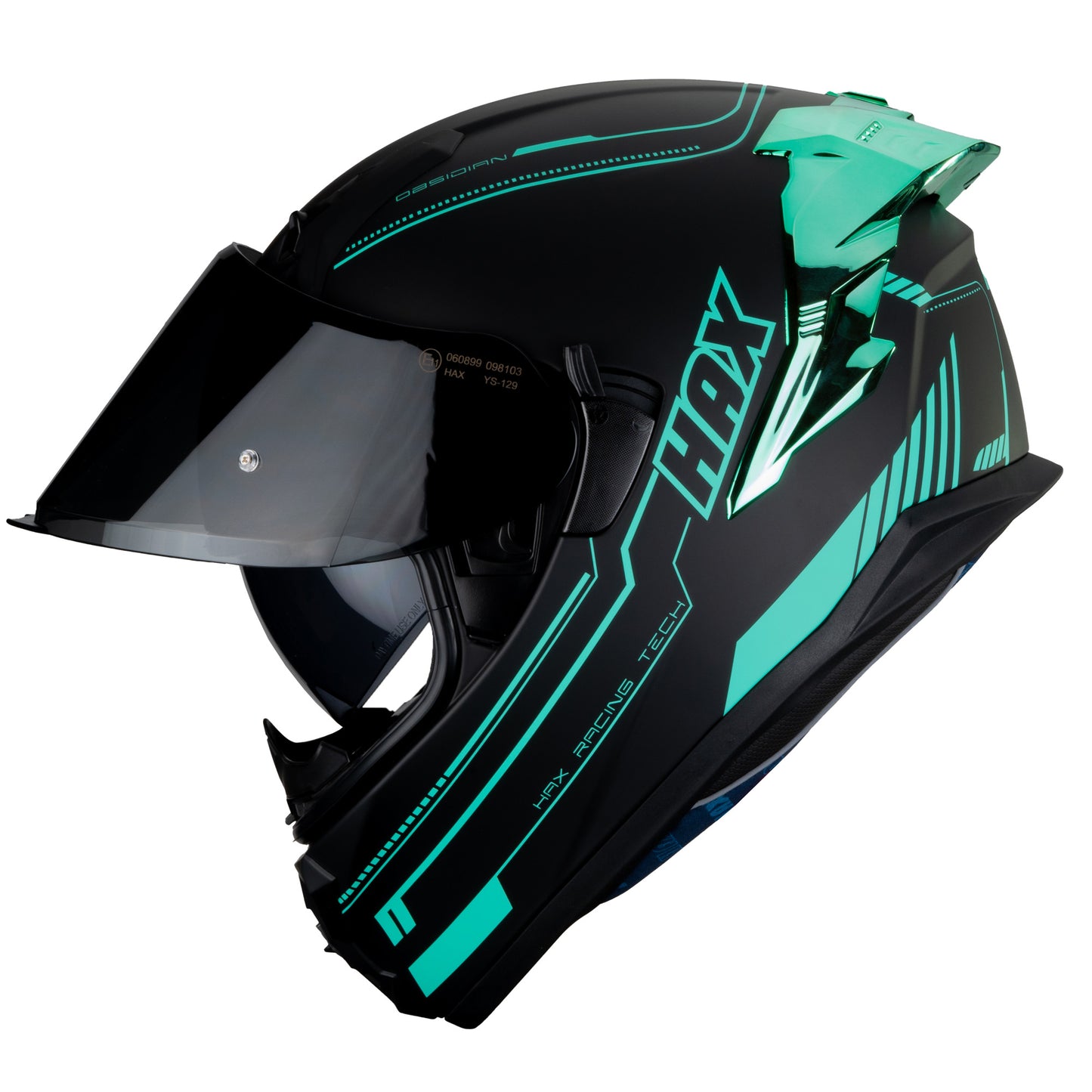 CASCO OBSIDIAN NEGRO / TURQUESA MATE HAX L