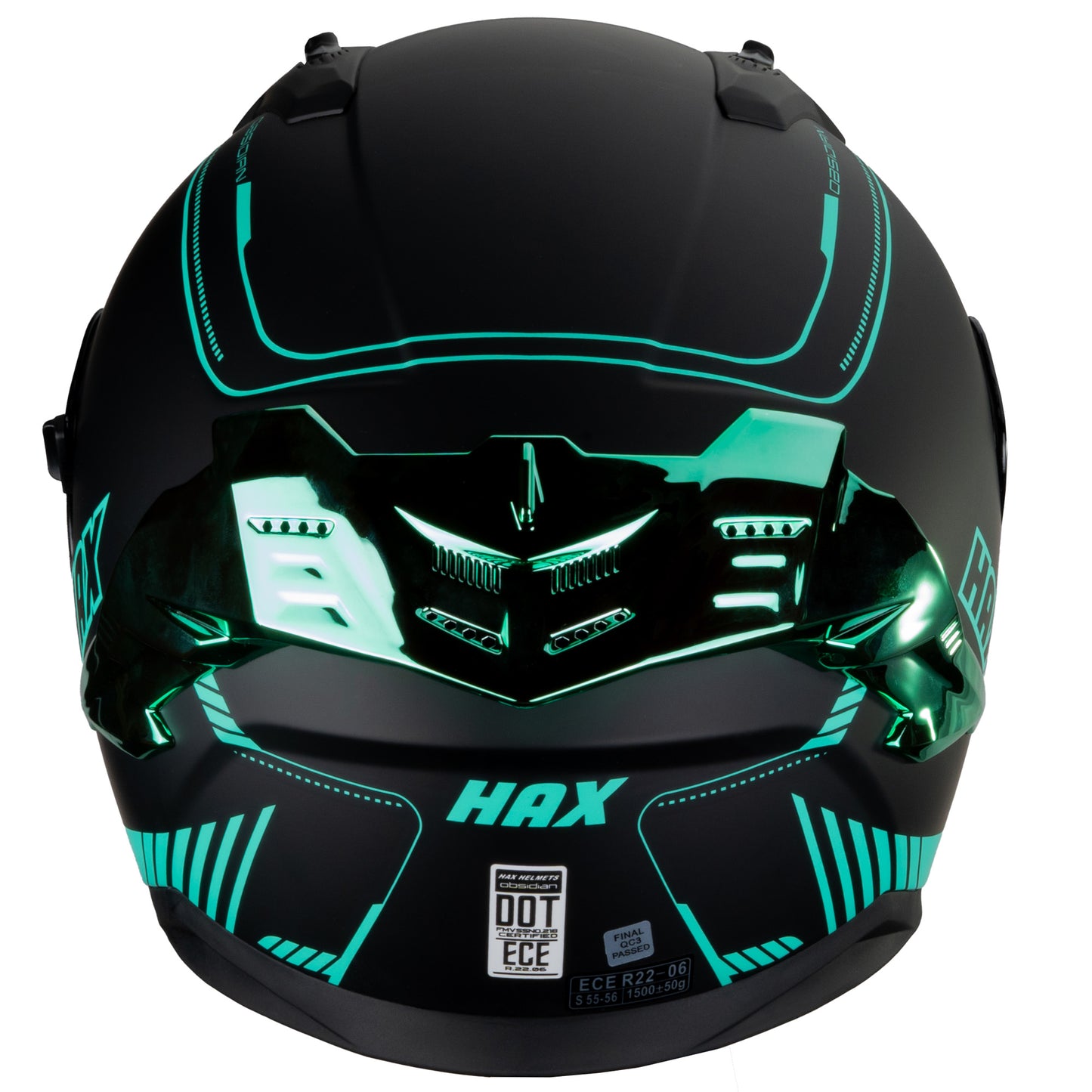 CASCO OBSIDIAN NEGRO / TURQUESA MATE HAX L