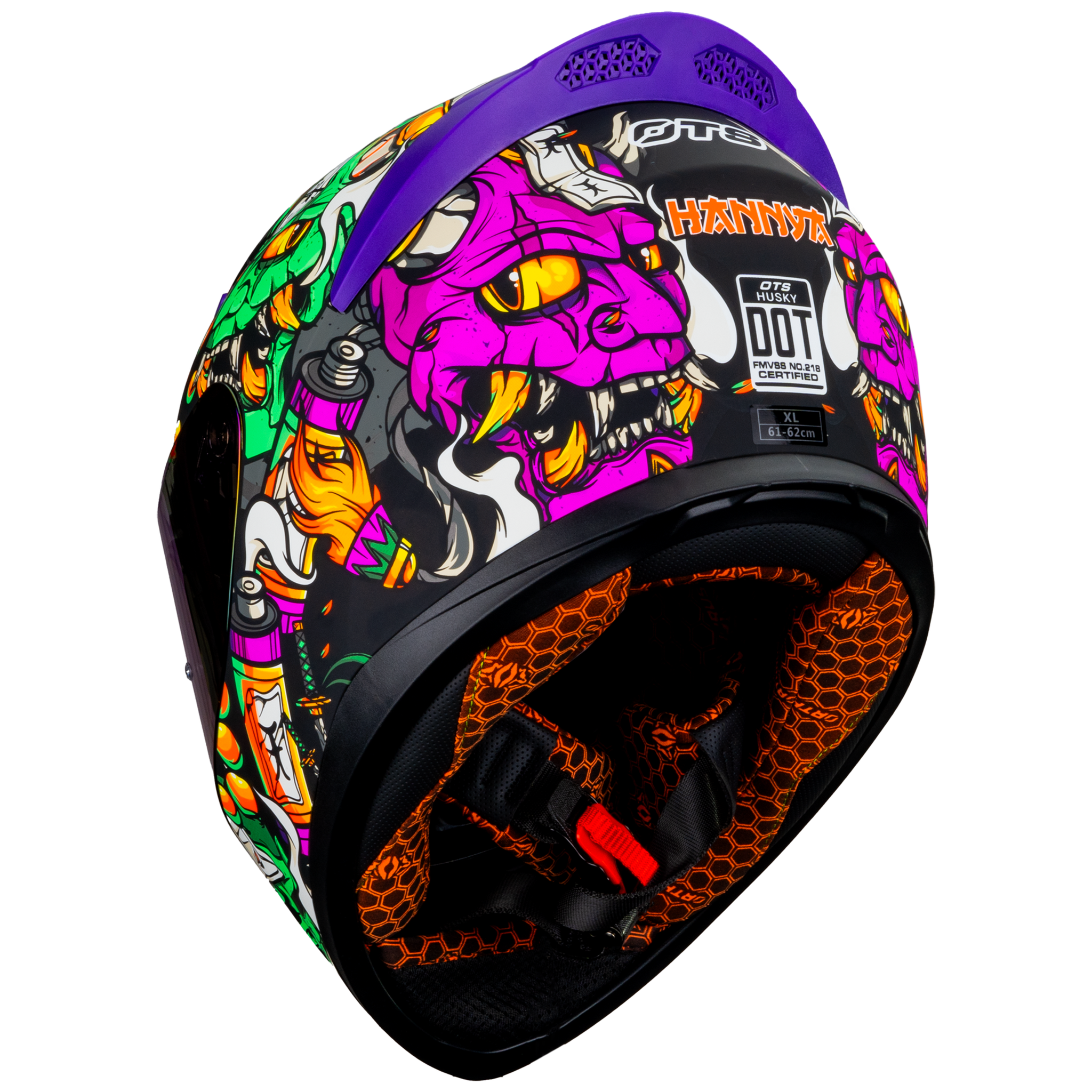 CASCO INTEGRAL OTS HUSKY HANNYA MATE NEGRO MORADO S
