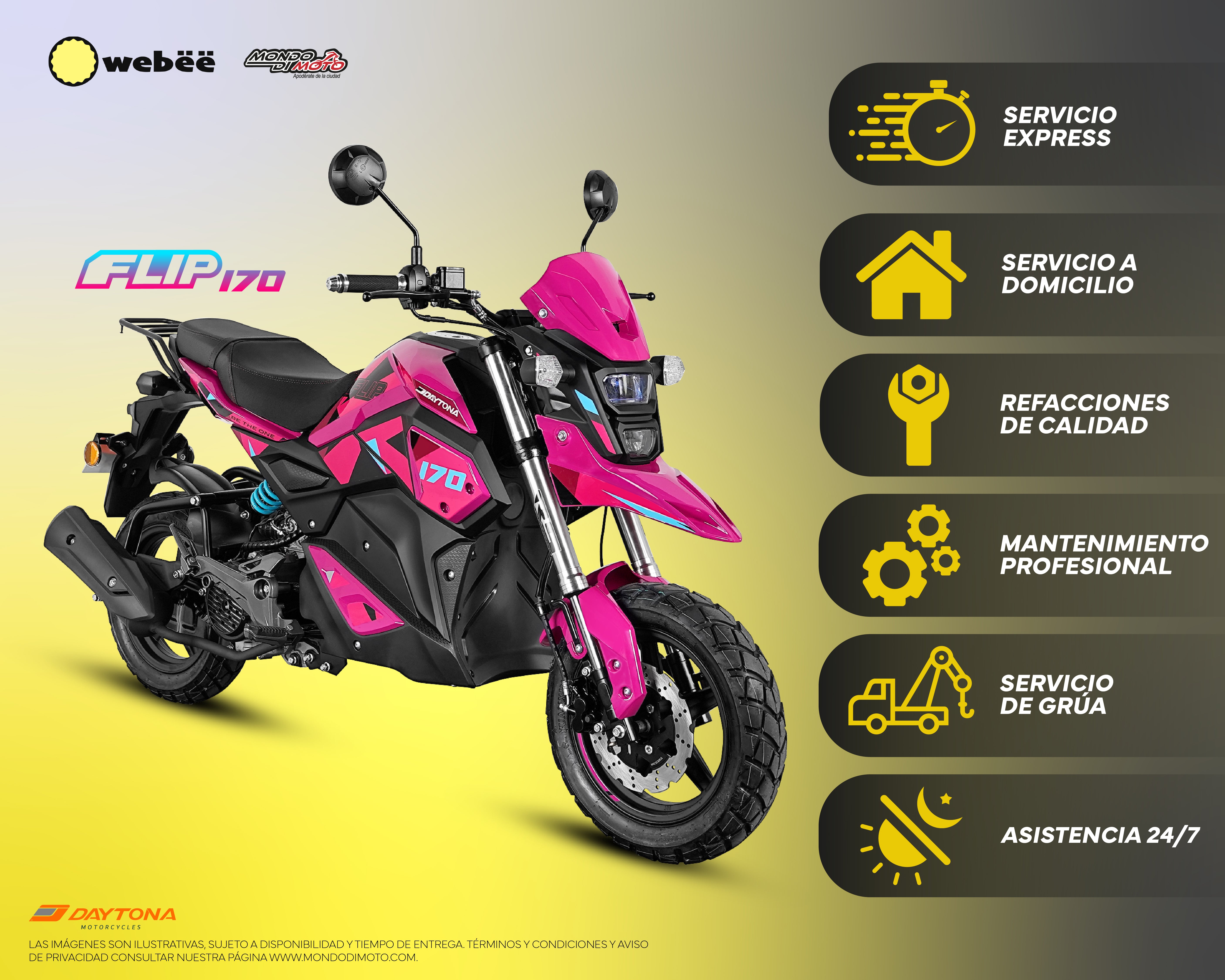 MOTOCICLETA DAYTONA FLIP 170 ROSA 2026